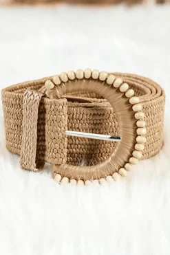 New Dear-Lover Boho Beaded Straw Woven Belt Camel