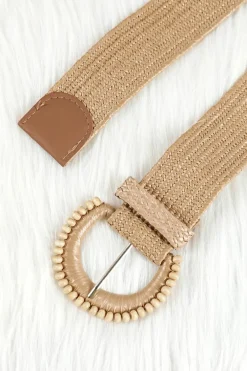 New Dear-Lover Boho Beaded Straw Woven Belt Camel