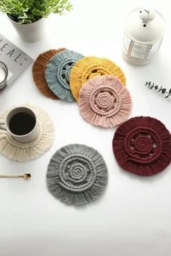 Hot Dear-Lover Boho Macrame Woven Coaster Camel