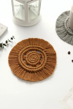 Hot Dear-Lover Boho Macrame Woven Coaster Camel