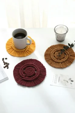 Hot Dear-Lover Boho Macrame Woven Coaster Camel