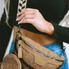 Fashion Dear-Lover Colorblock Strap Chain Shoulder Bag With Coin Purse Camel