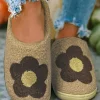 Clearance Dear-Lover Fuzzy Flower Pattern Homewear Slippers Camel
