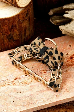 Clearance Dear-Lover Leopard Print Bow Decor Alloy Hair Claw Clip Camel