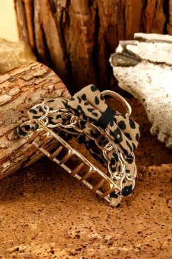 Clearance Dear-Lover Leopard Print Bow Decor Alloy Hair Claw Clip Camel