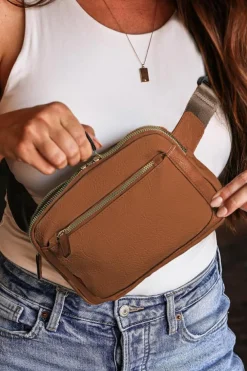 Online Dear-Lover Minimalist Multi-zipped Crossbody Bag Camel