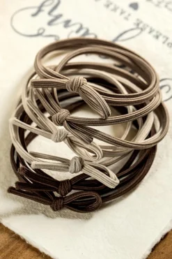 Fashion Dear-Lover 7pcs Bow Knot Dual String High Elastic Hair Tie Camel