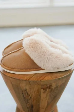 Clearance Dear-Lover Plush Suede Winter Home Slippers Camel