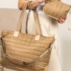Hot Dear-Lover Quiled Patchwork Large Tote Bag and Clutch 2pcs Set Camel