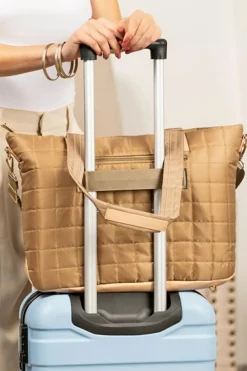 Hot Dear-Lover Quiled Patchwork Large Tote Bag and Clutch 2pcs Set Camel