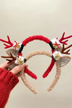 Discount Dear-Lover Reindeer Antlers Christmas Headband Camel