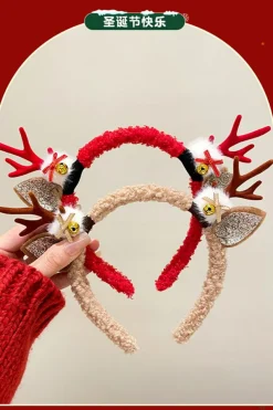 Discount Dear-Lover Reindeer Antlers Christmas Headband Camel