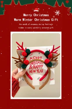 Discount Dear-Lover Reindeer Antlers Christmas Headband Camel