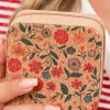 Fashion Dear-Lover Retro Floral Print Portable Square Jewelry Box Camel