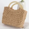 Outlet Dear-Lover Retro Straw Woven Handle Bag Camel