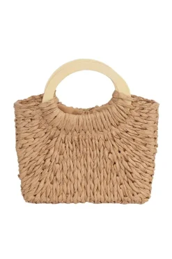 Outlet Dear-Lover Retro Straw Woven Handle Bag Camel