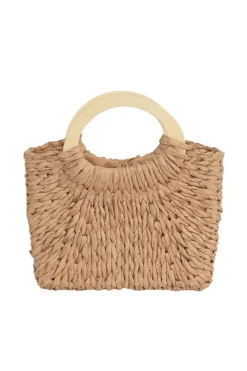 Outlet Dear-Lover Retro Straw Woven Handle Bag Camel
