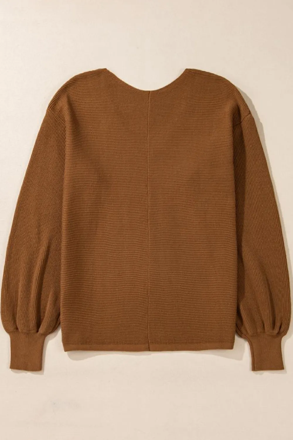 Best Dear-Lover Ribbed Knit Drop Sleeve V Neck Loose Fit Sweater Camel