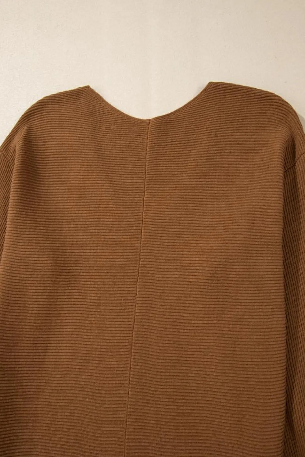 Best Dear-Lover Ribbed Knit Drop Sleeve V Neck Loose Fit Sweater Camel