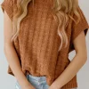 Clearance Dear-Lover Round Neck Textured Knit Sweater Vest Camel