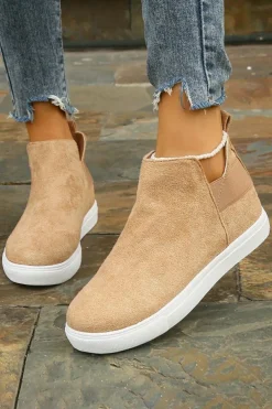Outlet Dear-Lover Suede Slip-on Casual Boots Camel