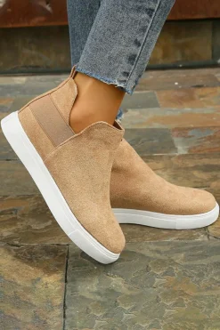 Outlet Dear-Lover Suede Slip-on Casual Boots Camel