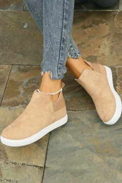 Outlet Dear-Lover Suede Slip-on Casual Boots Camel