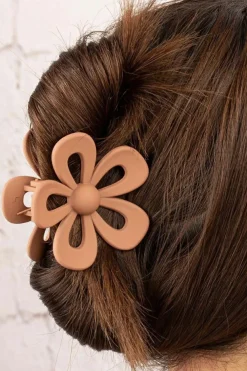 Clearance Dear-Lover Sweet Hollowed Flower Shape Claw Clip Camel