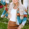 Online Dear-Lover Western Pattern Patchwork Flap Pocket Shacket Camel