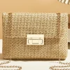 Fashion Dear-Lover Woven Chain Strap Flap Shoulder Bag Camel