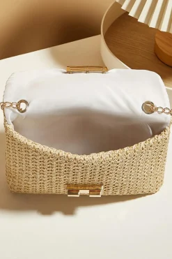 Fashion Dear-Lover Woven Chain Strap Flap Shoulder Bag Camel