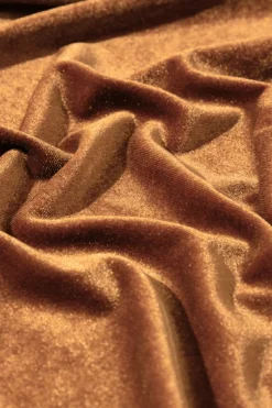 Online Dear-Lover Wrap V Neck Smocked High Waist Velvet Midi Dress Camel
