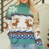 Hot Dear-Lover Christmas Reindeer Snowflake Colorblock Turtleneck Sweater Canton