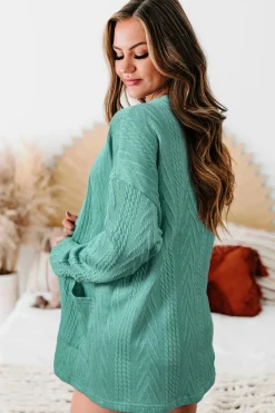 Discount Dear-Lover  Solid Textured Open Front Cardigan with Pocket Canton