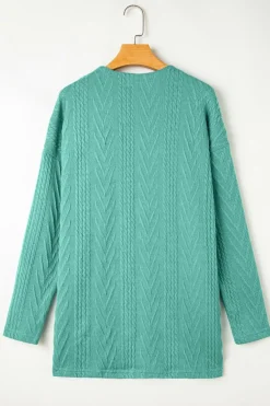 Discount Dear-Lover  Solid Textured Open Front Cardigan with Pocket Canton