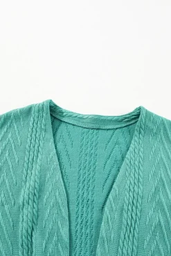 Discount Dear-Lover  Solid Textured Open Front Cardigan with Pocket Canton
