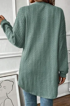 New Dear-Lover Textured Knit Side Pockets Open Front Cardigan Canton