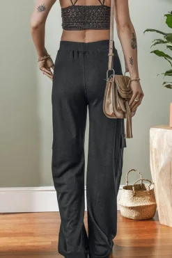Fashion Dear-Lover Cargo Pockets Drawstring Sweatpants Carbon Grey