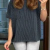 Discount Dear-Lover Corded Knit Pocketed Loose Fit T Shirt Carbon Grey