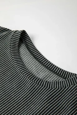 Discount Dear-Lover Corded Knit Pocketed Loose Fit T Shirt Carbon Grey