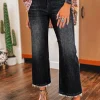 Clearance Dear-Lover Mineral Wash Raw Hem High Waist Flared Jeans Carbon Grey