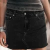 New Dear-Lover Mineral Wash Ripped Raw Hem Denim Mini Skirt Carbon Grey
