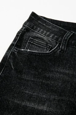 Clearance Dear-Lover Mineral Wash Raw Hem High Waist Flared Jeans Carbon Grey