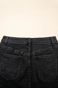 New Dear-Lover Mineral Wash Ripped Raw Hem Denim Mini Skirt Carbon Grey
