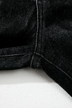 Clearance Dear-Lover Mineral Wash Raw Hem High Waist Flared Jeans Carbon Grey