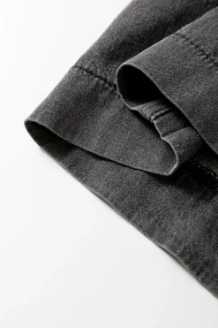Sale Dear-Lover Mineral Wash Button Fly Waist Wide Leg Jeans Carbon Grey
