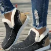 Sale Dear-Lover Suede Stitching Patchwork Plush Lined Anklet Boots Carbon Grey