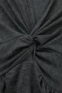 Clearance Dear-Lover Twisted Bust V Neck Sleeveless Dress Carbon Grey