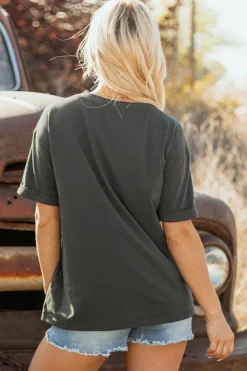 New Dear-Lover Vintage Yall Cowboy Boots Graphic Tee Carbon Grey