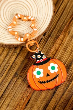 Fashion Dear-Lover Acrylic Witch Pumpkin Face Halloween Keychain Carrot